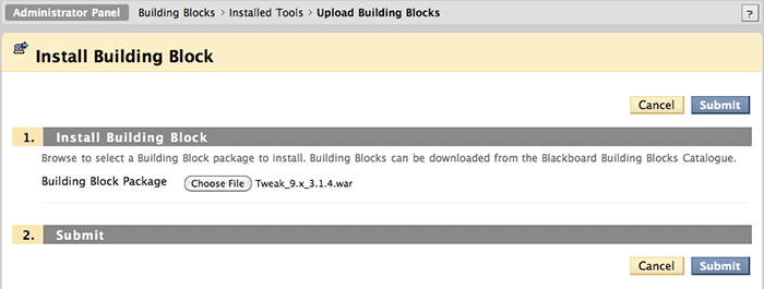 Upload it via Blackboard System Admin: Building Blocks: Installed Tools